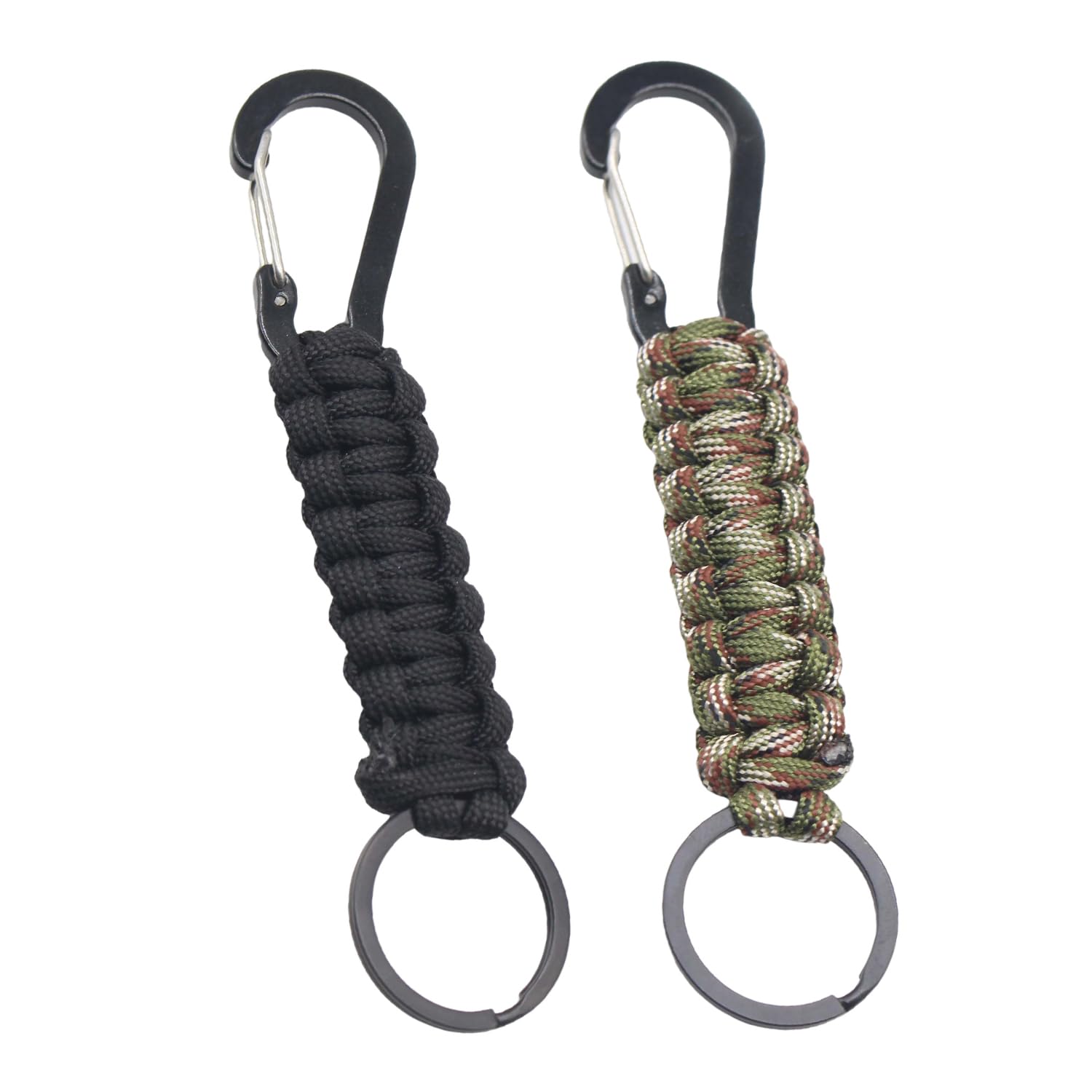 Portachiavi In Paracord 2 Pezzi Con Moschettone - Nero E Rosso Per Campeggio E Sopravvivenza - Foto 12