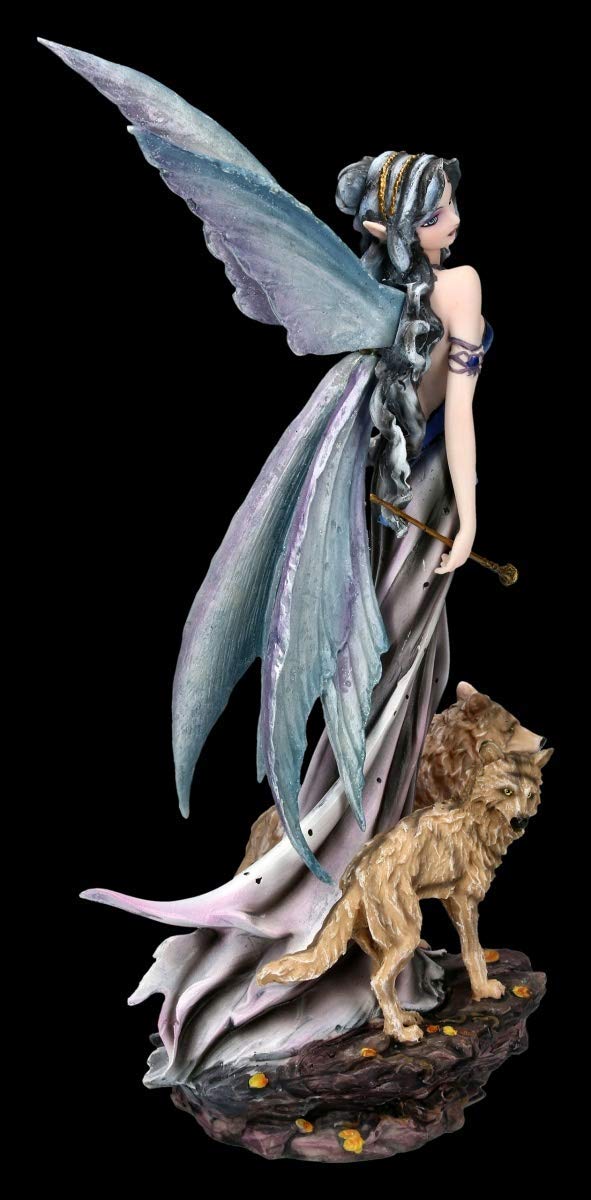 Figuren shop gmbh Elfi Figura Fantasia - Mohammed con Lupi Fata, Fairy, Angelo, Figura-Decorativa, Articolo Decorazione, Statua, Scultura, H 25 CM
