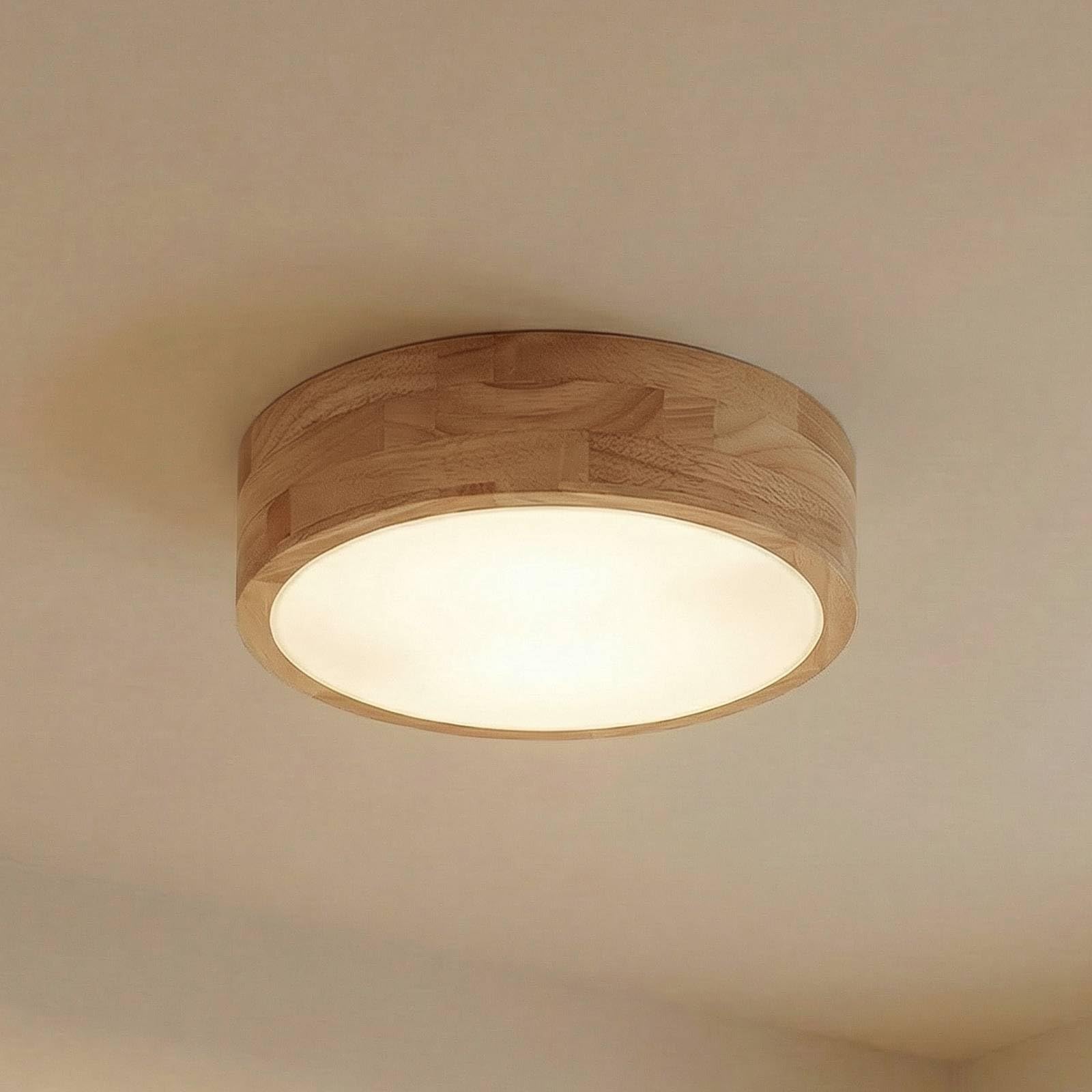 Lindby Deckenlampe Tanju (Landhaus, Vintage Rustikal) aus Holz (2 flammig E27) - Deckenleuchte Lampe Wohnzimmerleuchte