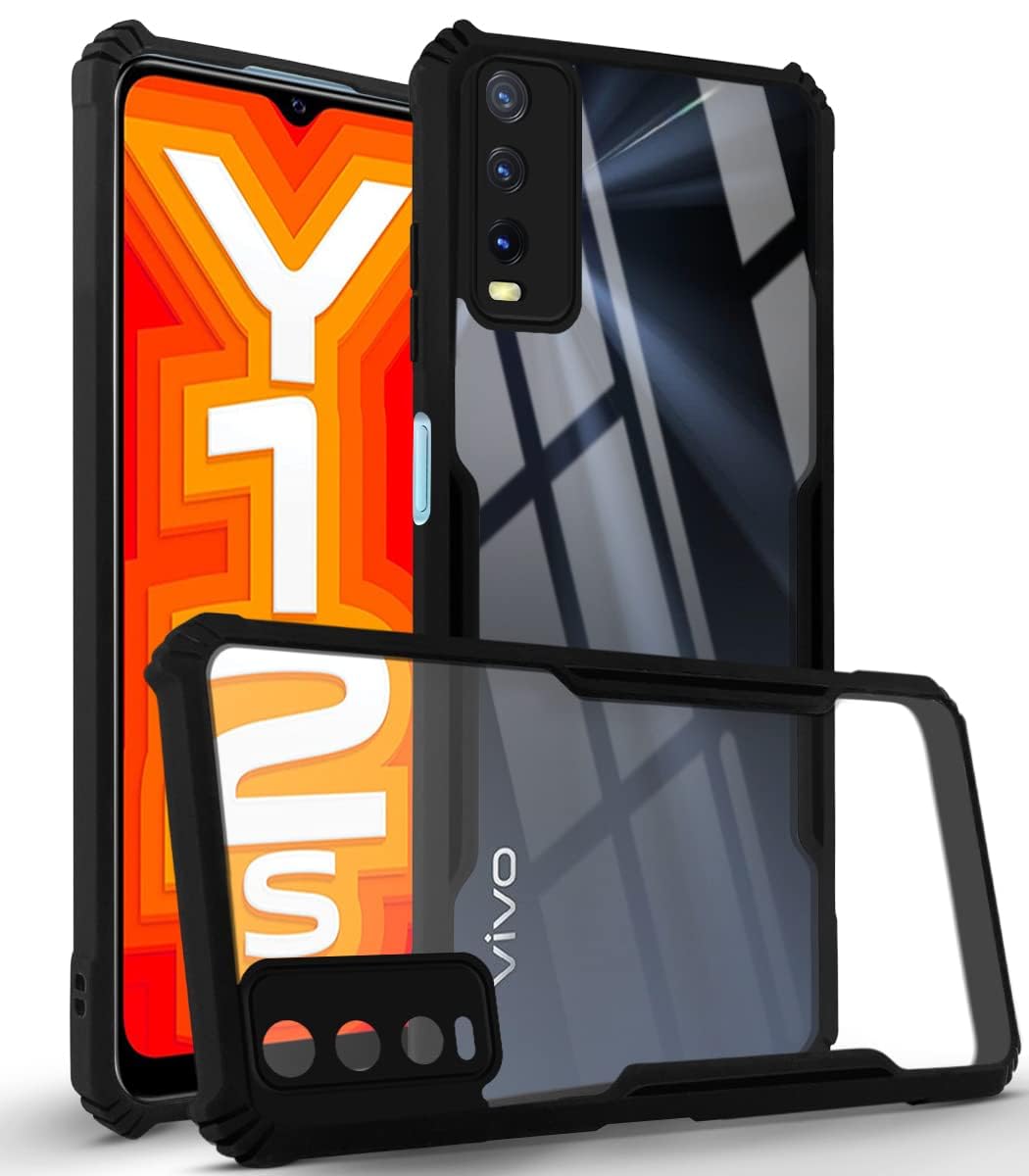Jkobi Back Cover Case for Vivo Y12s | Y12s 2021 (Shockproof with Polycarbonate Clear Panel | Professional Black) (B0CBZ7K1DW) Amazon Price History, Amazon Price Tracker