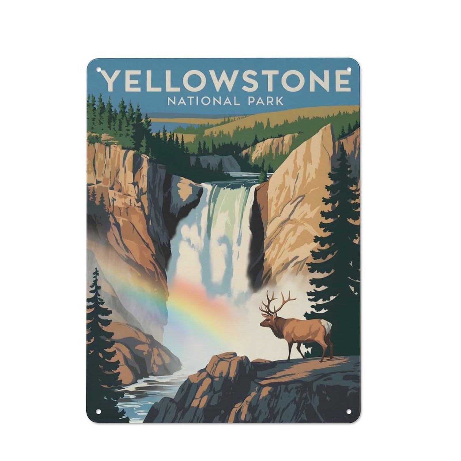 Junmoney Style-5 Yellowstone National Park Travel Creative Metal Wall Decor 40X30cm, Decorative Metal Sign For Office, Study, Studio Or Hallway