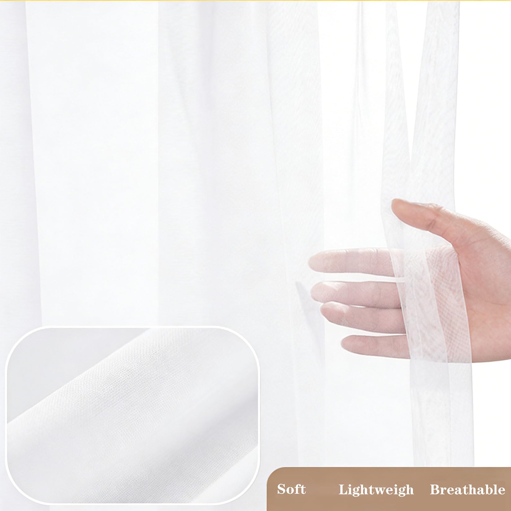 Rideau Voilage 275 x 130 cm Transparent Lumineux Filtrer, avec Oeillets Transparent Voilage Fenetre Décorations D'Intérieur, Moderne pour Lit Armoires Chambre de Fenêtre, Blanc