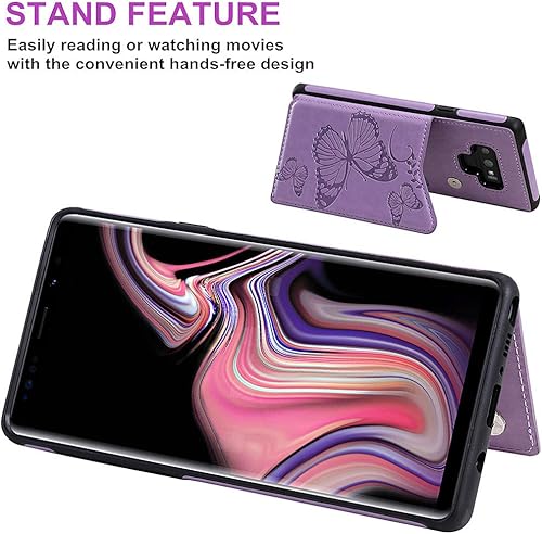 Miniatura 4 de MEUPZZK Funda tipo cartera para Samsung Galaxy Note 9 con tarjetero y diseño de mariposa en relieve, función atril, ranuras para tarjetas, a prueba