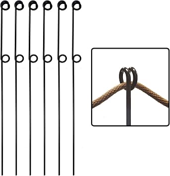 42" Inch, Double Rope Poles/Stakes for Creating a Rope Border Around Flower beds, Trees, Garden Paths, walkways, Fountains - 6 Pieces