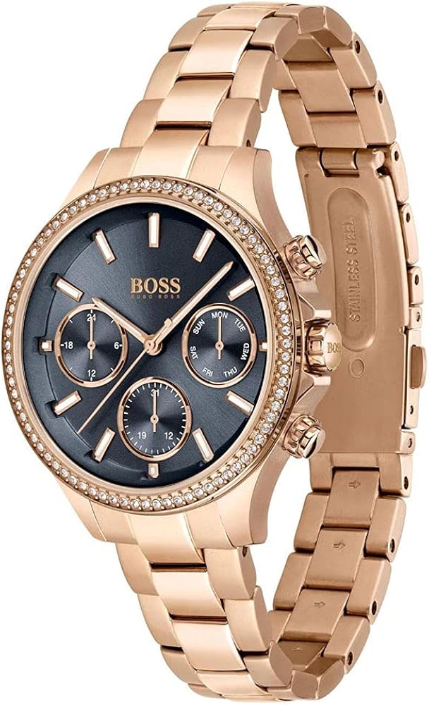 Boss Orologio Analogico Multifunzione al Quarzo da Donna con Cinturino in Acciaio Inossidabile Color Oro Rosso - 1502566
