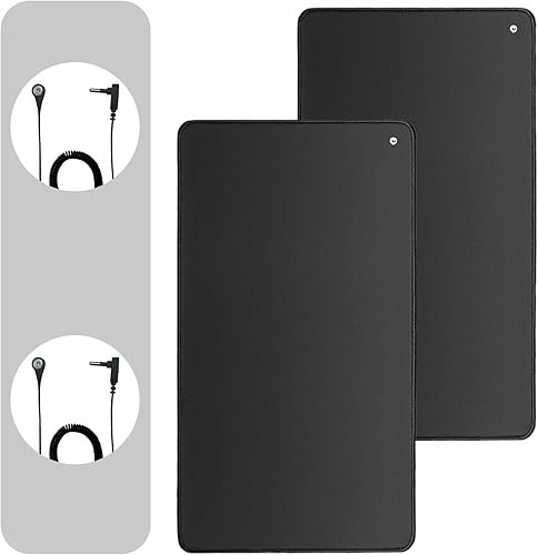 Juego de 2 alfombrillas de conexión a tierra con 2 cables de 15 pies, alfombrilla para mouse de computadora para dormir, energía, alivio del dolor,