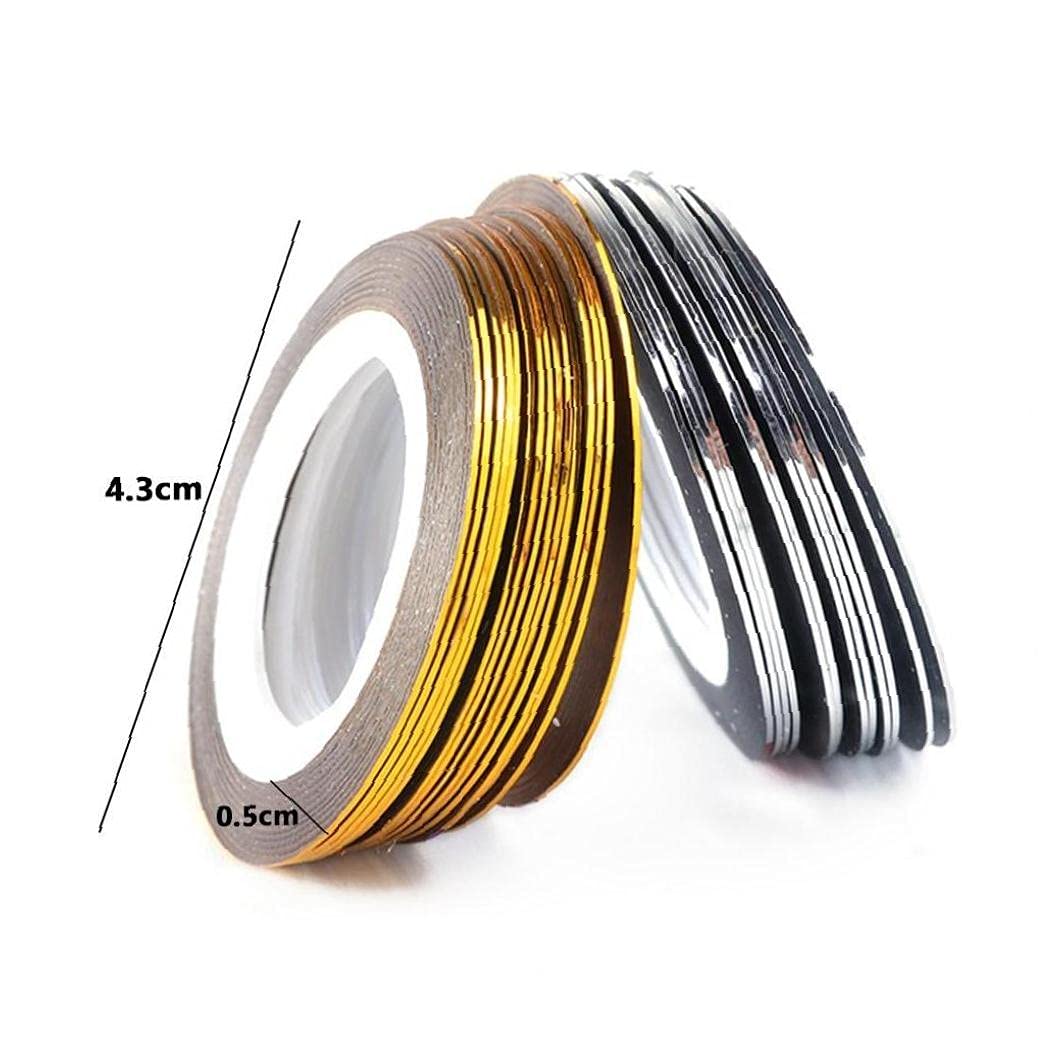 20 Rouleaux Or Argenté Bande Ruban Ligne Ligne Art Autocollants Vernis Virement Ongles Files Foils Décoration De Manucure Adhésif Décoration
