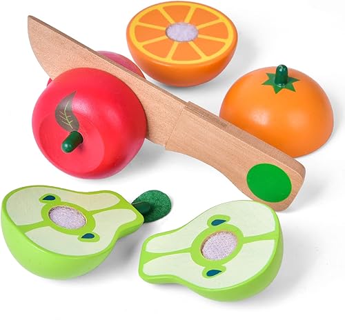 Miniatura 4 de Juguetes educativos de madera para cortar alimentos  11 piezas de madera para niños pequeños de 1 a 3 años, juego de rebanadores de verduras,