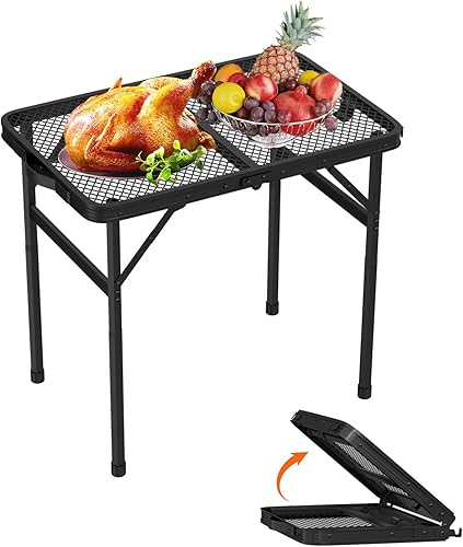 Mesa plegable para parrilla al aire libre, mesa de picnic portátil para campamento, mesa plegable pequeña de altura ajustable para exteriores,