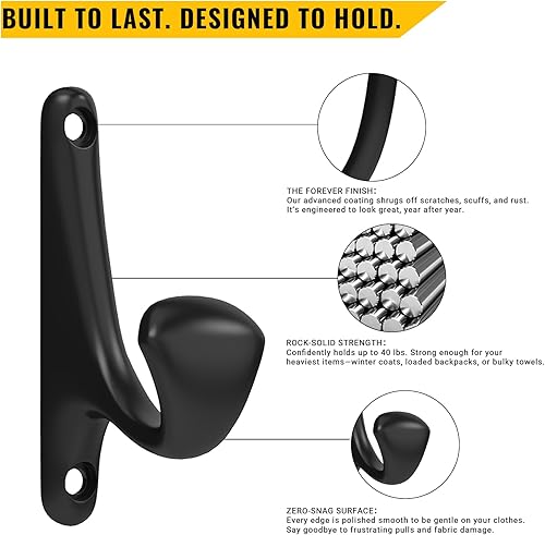 Miniatura 4 de Paquete de 10 ganchos de pared para colgar, ganchos de metal resistentes para doble capa, incluye accesorios para baño, dormitorio, armario y cocina