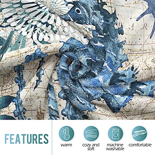 Levens Sea Horse Throw Blanket Gifts For Women Girls, Ocean Animal Theme Decor For Couch Bed Sofa Travelling Camping, Birthday Christmas Soft Cozy Lightweight Blankets For Kids Adults 50"X60" #TOP3