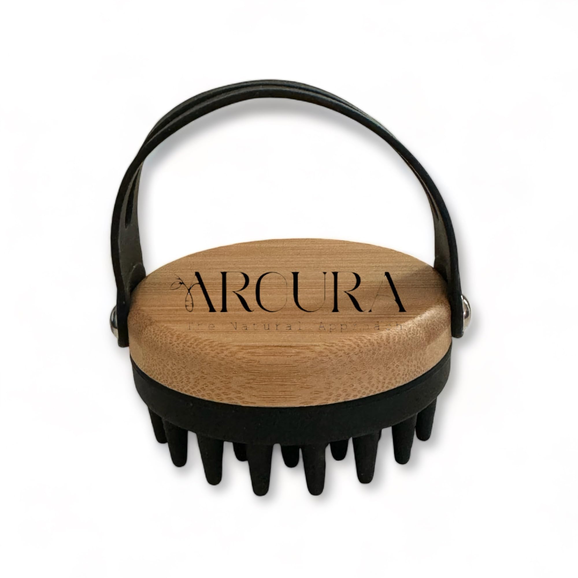 Premium Scalp Massaging Shampoo Brush for Hair Growth - Soft Silicone Exfoliating Bristles with Bamboo Handle Scalp Scrubber - Black - 1 Piece