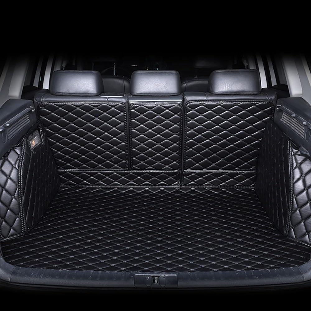 AKRE Full Coverage Car Rear Boot Leather-Mat for Audi Q8 2018-2023 2024 2025, Custom Nonslip Leather Car Boot Liner Auto Trunk Cargo,A-All black