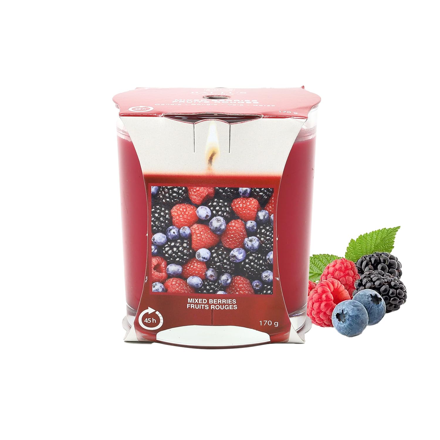 Scented Candle Mixed Berries 170g Single Wick 45hrs Glass Jar Gift Idea