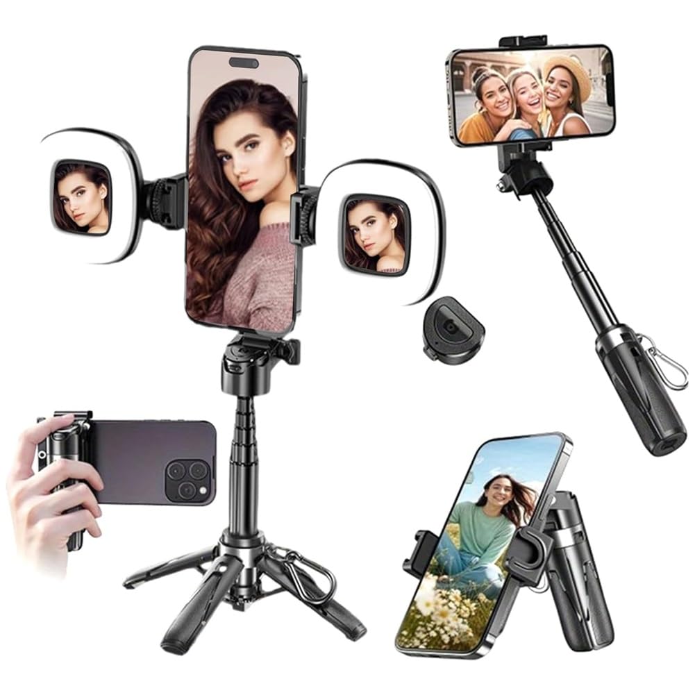 Klype Trépied-Grip Snappro Selfie Stick Trépied Bluetooth Extensible Smartphone Portable avec Télécommandeet Support pour Vidéo & Voyage(Black1)