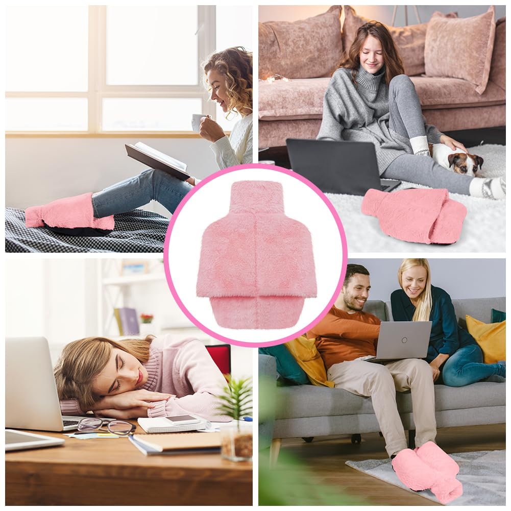 Flintronic Ogrzewacz do stóp, termofor bez prądu, 2 l duży termofor z nóżkami, termofor 2 w 1, super miękka flanelowa poszewka, miękkie i ciepłe podkładki do ogrzewania stóp, dla kobiet i mężczyzn