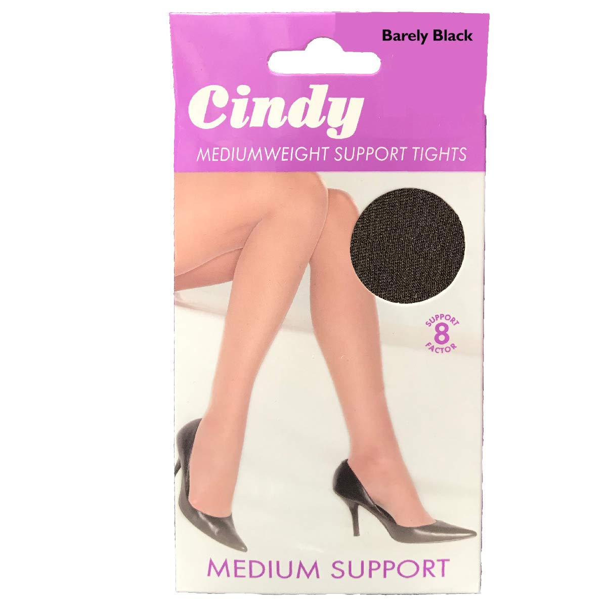 Cindy Mediumweight Support Tights 8 Factor Reinforced body and toe - Barely Black - Large