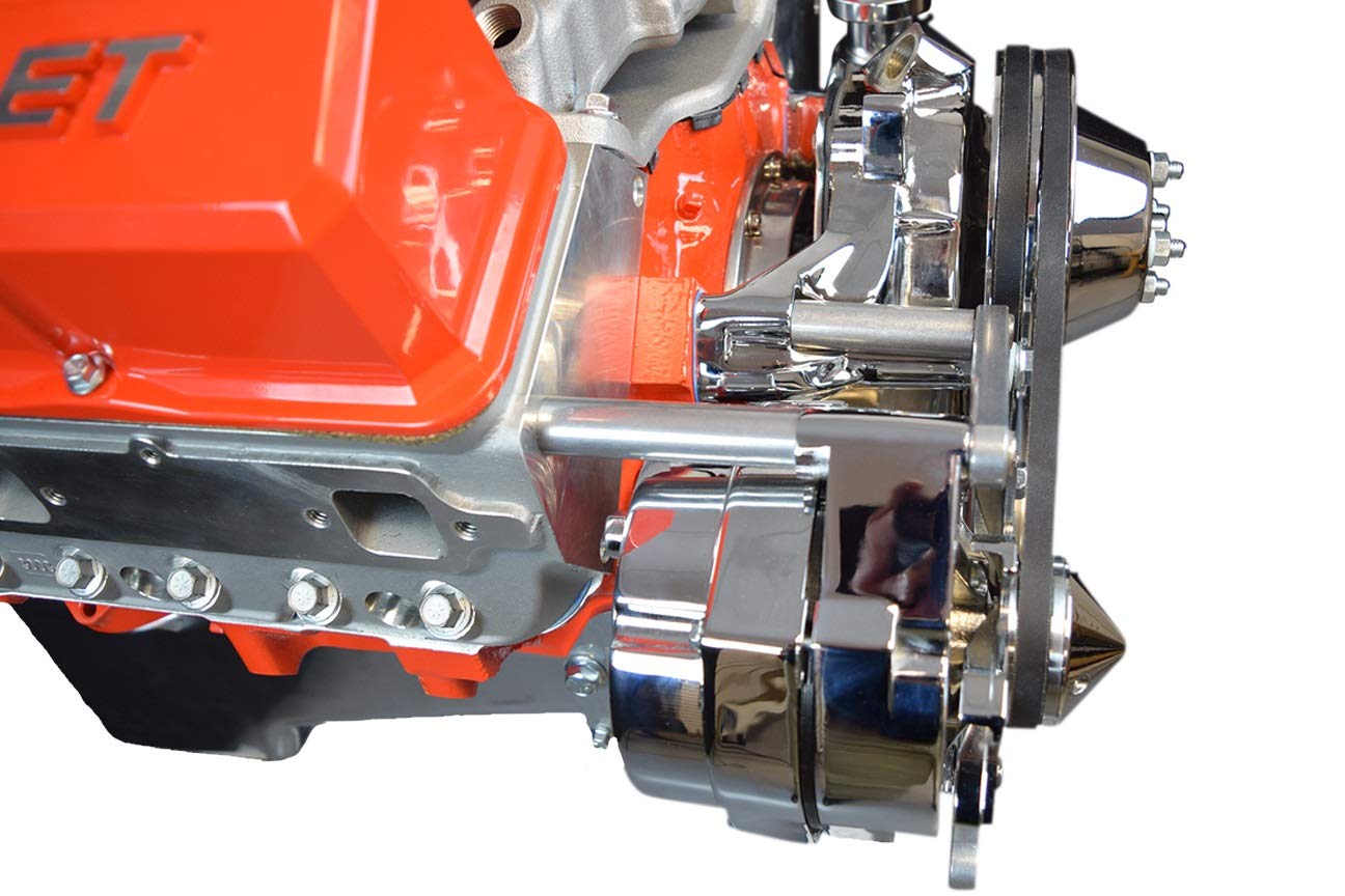 SBC Chevy V8 Chrome Alternator Bracket – Low Mount For Short Or Electric Water Pump