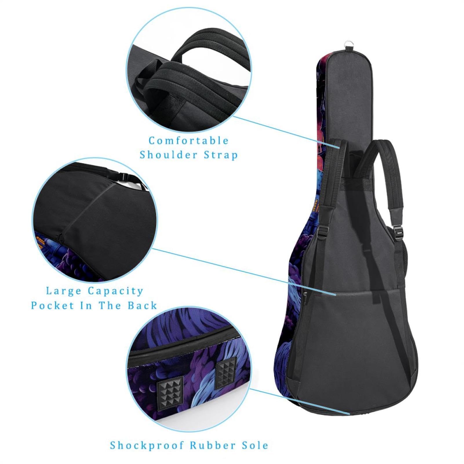 Tasche für Bassgitarre mit Halloween-Schlossdekor 25, Tasche für Akustikgitarre, 101,6 cm (40 Zoll) E-Gitarrenkoffer, wasserdichte Oxford-E-Gitarre, Gigbag für akustische Konzertgitarre, Ukulele,