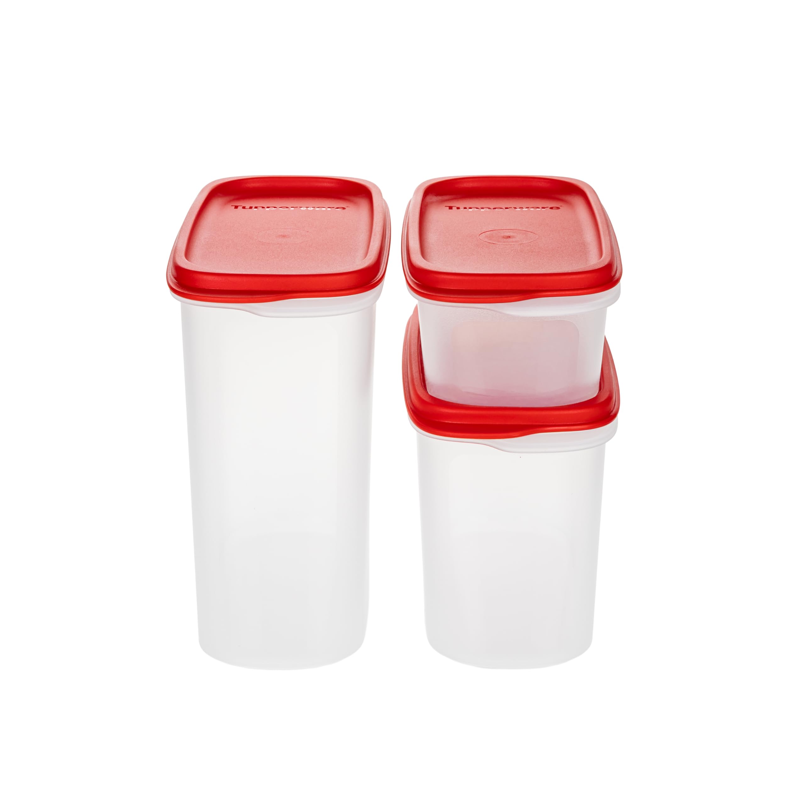 Generisch TW Eidgenosse Plastikbehälter Set (3) Rot 1,7 l + 1,1 l + 500 ml Vorratsbehälter Behälter Aufbewahrung Vorrat Keksdose Pastadose (inkl. Geschenk-Artikel)