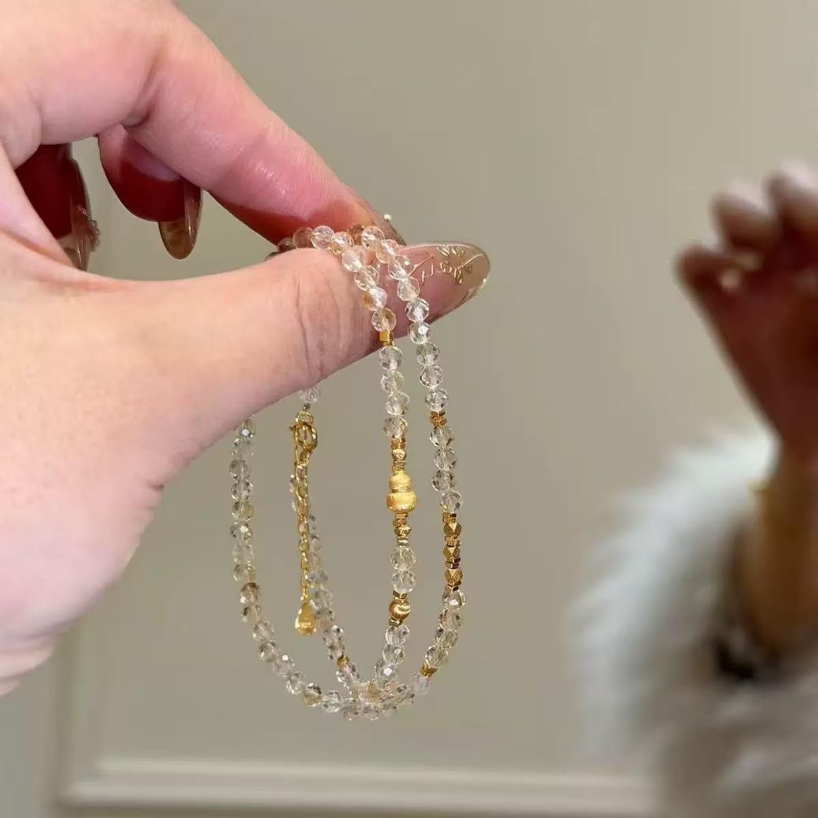 Bracciale con Zucca a Doppio Filo di citrino Naturale per Donne, Gioielli Feng Shui di ricchezza e prosperità, Braccialetto Elasticizzato di guarigione energetica fortunata