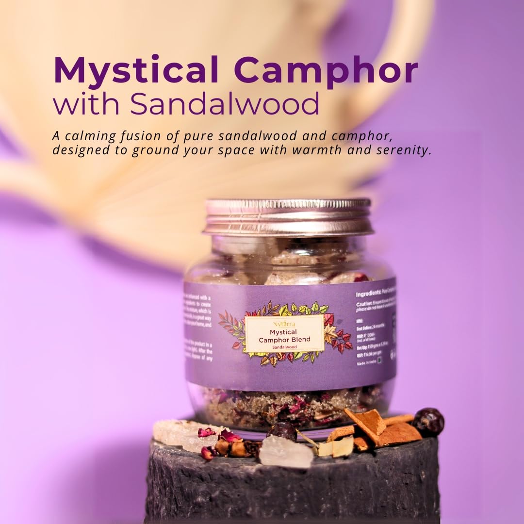 Nytarra Mystical Sandalwood Camphor Mix 150g | Premium Pure Kapoor for Puja, Diffuser, Mosquito Repellent | Herbs, Botanicals, Dried Flowers and Natural Essential Oils - Image 10 thumbnail