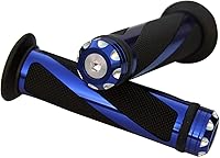 Vista 2 de Puños de gel para manillar azul con tapas de extremo azules compatibles con Kawasaki Z125 Pro