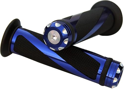 Miniatura 2 de Puños de gel para manillar azul con tapas de extremo azules compatibles con Kawasaki Z125 Pro