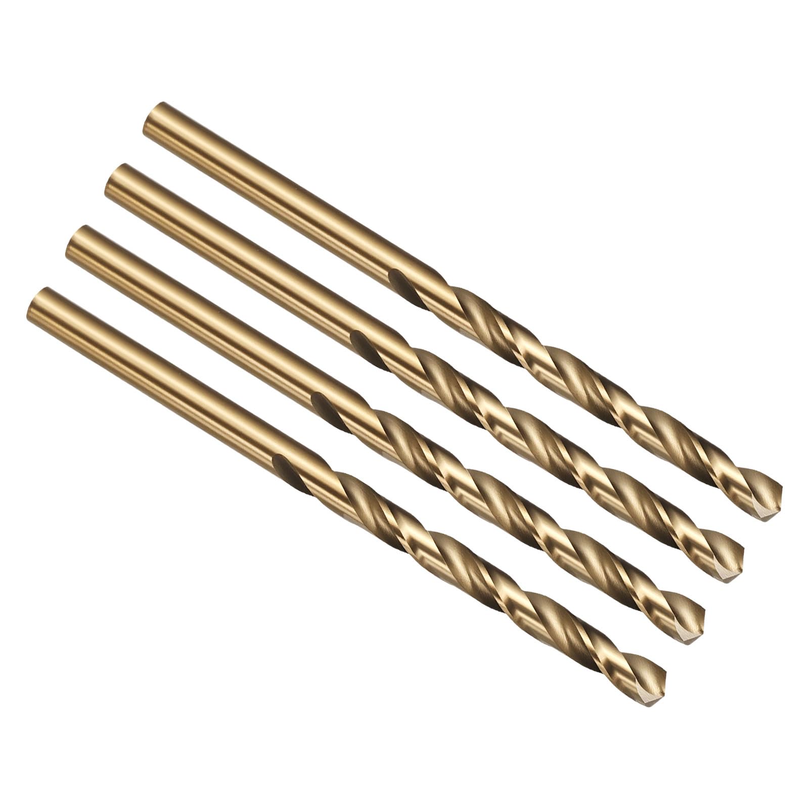 PATIKIL #9 Drill Bit, M42 8% Cobalt High-Speed Steel Jobber Straight Shank 135° Gold Finish for Hard Metal High-temperature Titanium Alloy - 4 Pack — image 1