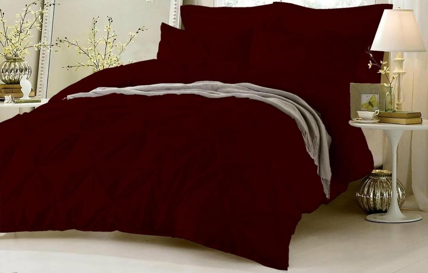 1 PC Pinch Pleated Luxurious Duvet Cover 1000 Thread Count Egyptian Cotton US Sizes & Solid Colors