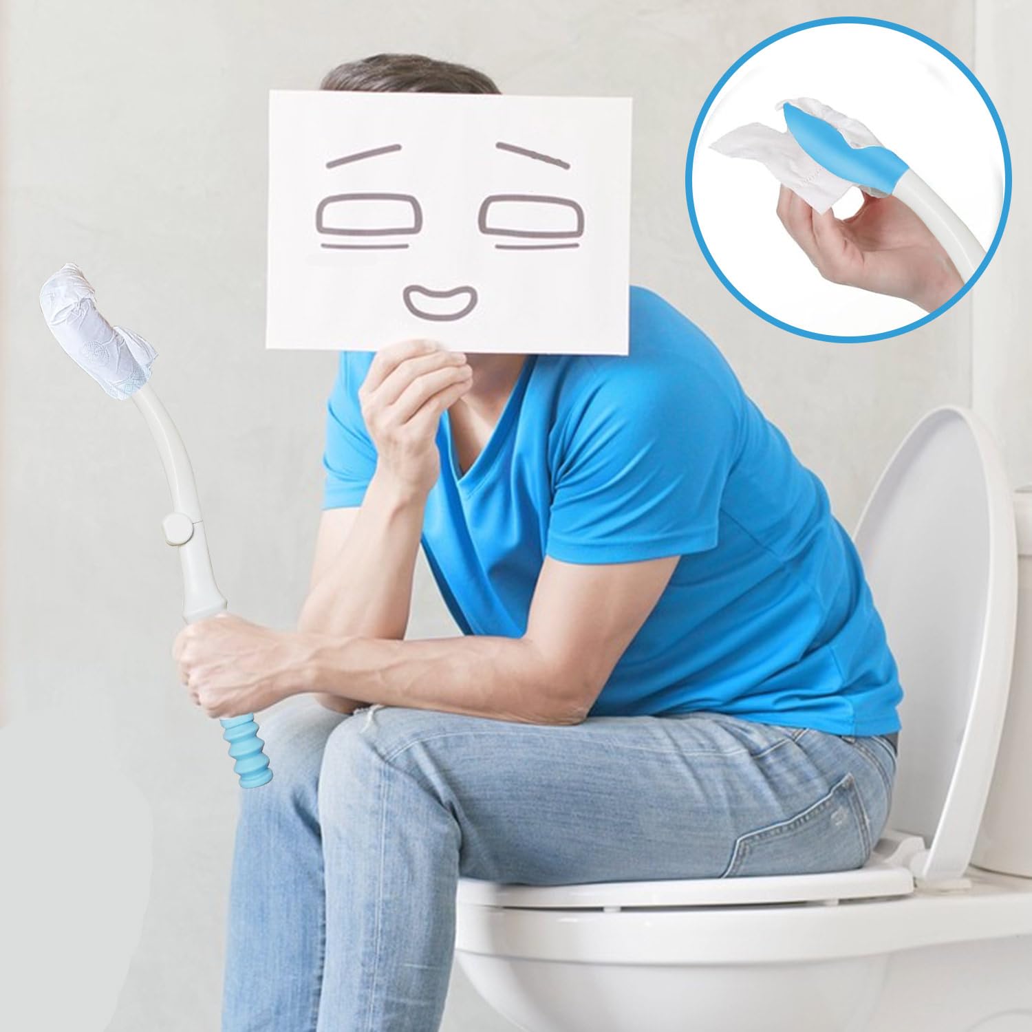 Faltbare WC-Hilfsmittel zum Abwischen, 40 cm lange Reichweite, Komfort-WC-Wischhilfen, Butt Wiper Self Wipe Assist WC-Hilfsmittel, Badezimmer-Boden-Buddy Wischen, Selbsthilfe für eingeschränkte