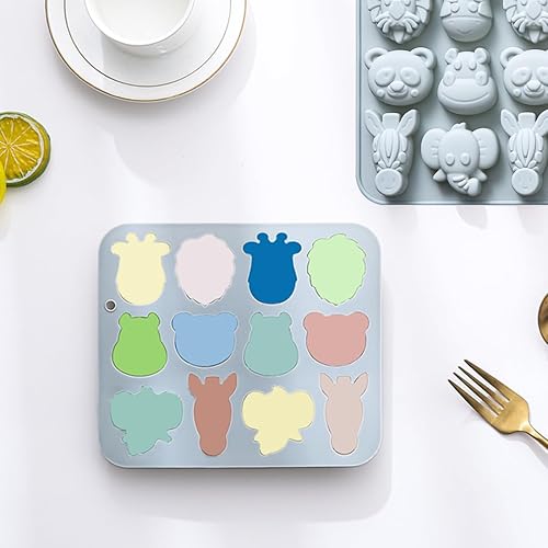 Miniatura 4 de 24 Cavities Animal Shape Candy & Chocolate Silicone Mold, Including Elephant, Hippopotamus, Lion, Bear, Non-Stick, Baking Molds for Birthday Cake