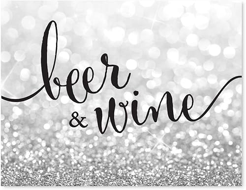 Miniatura 42 de Andaz Press Letreros de fiesta de boda, purpurina plateada brillante, 8.5 x 11 pulgadas, letrero de mesa de postre de recepción de barra de Food