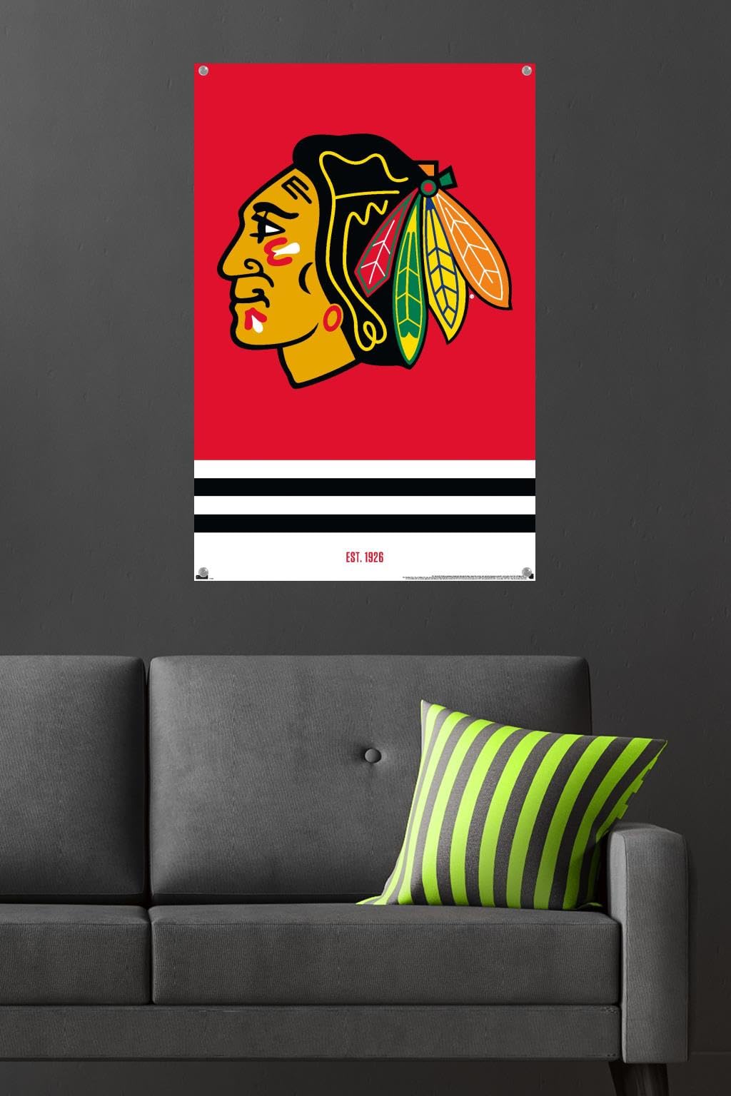 Placa De Pared Chicago Blackhawks - Interruptor Doble | Decoración Para Habitación De Niño O Cueva Del Hombre