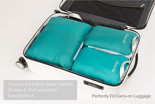 Miniatura 2 de Juego de 3 organizadores de embalaje de equipaje, cubos de compresión para maletas, color verde