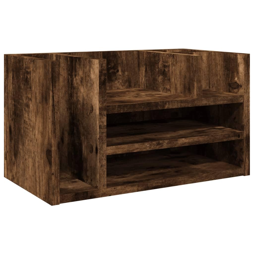 Organizer Scrivania Rovere Fumo 44,5x24x25cm Legno Multistrato,Organizer da Scrivania,Portaoggetti da Scrivania,Organizer da Scrivania-848042