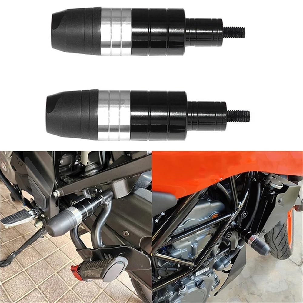 Para motocyklowych ram przesuwnych Anti Crash Pad ochrona przed upadkiem ochraniacz akcesoria motocyklowe uniwersalne pasuje do otworu gwintowanego 8 mm(Black)