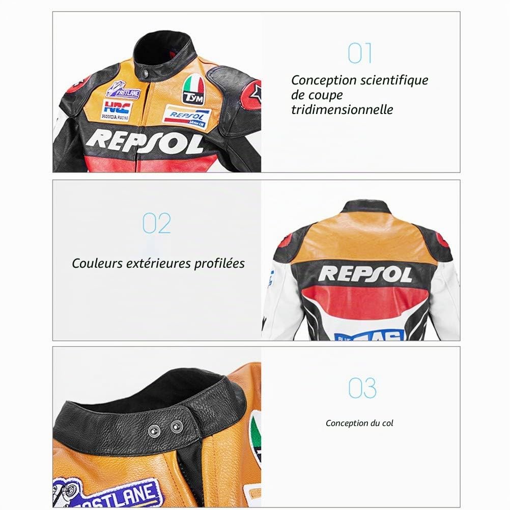 Cuir Veste Moto Racing Blouson Motard Protections CE Gilet Thermique Homme CE Armored Imperméable Respirante Textile Veste