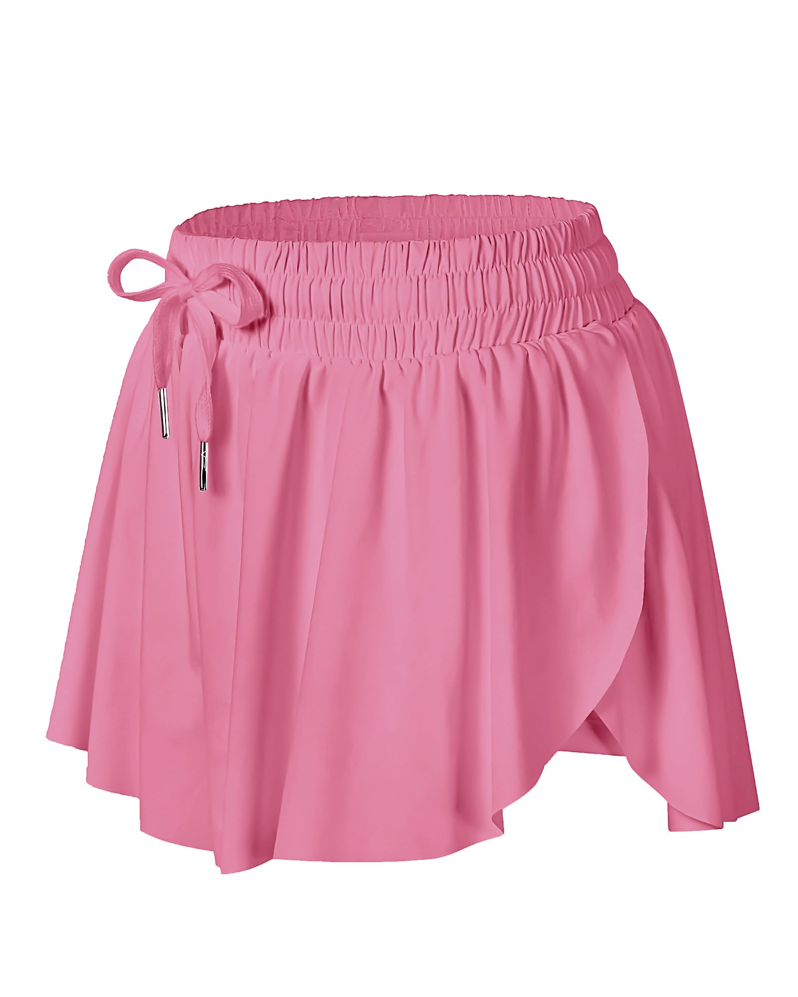 Wsirmet Flowy Shorts for Women Butterfly Shorts 2 in 1 Athletic Workout Gym Biker Running Shorts with Pockets CoralRed XXS