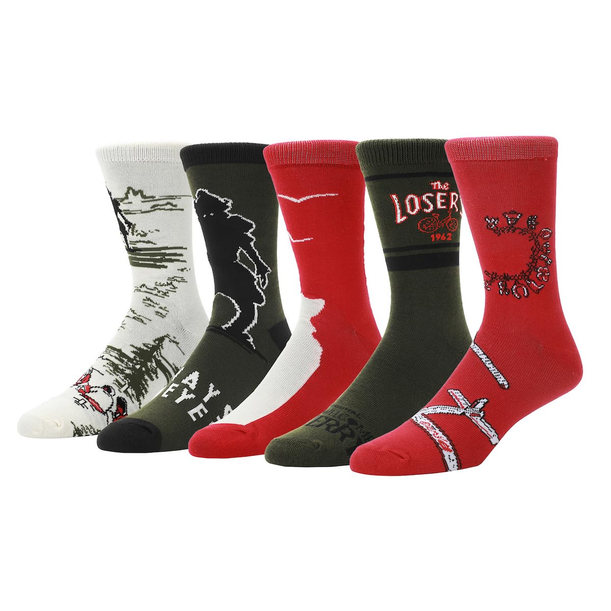 Bioworld Welcome To Derry Mixed Character and Icons Mens 5-Pack Casual Crew Socks