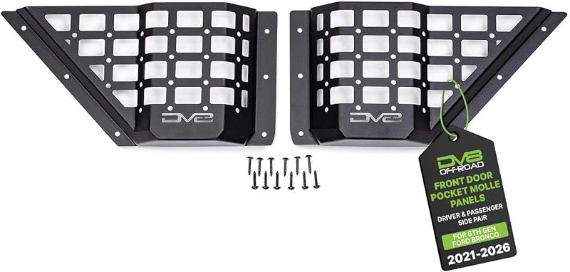 Painéis MOLLE para porta dianteira DV8 Offroad Ford Bronco 2021–2026 em aço 2 mm – Par