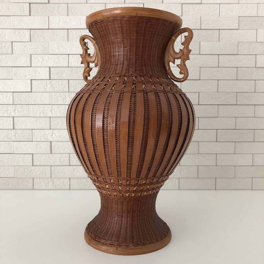 Amazon.co.jp: 中国上海工芸品 花器 竹製 編み花瓶 竹編み 中国お土産