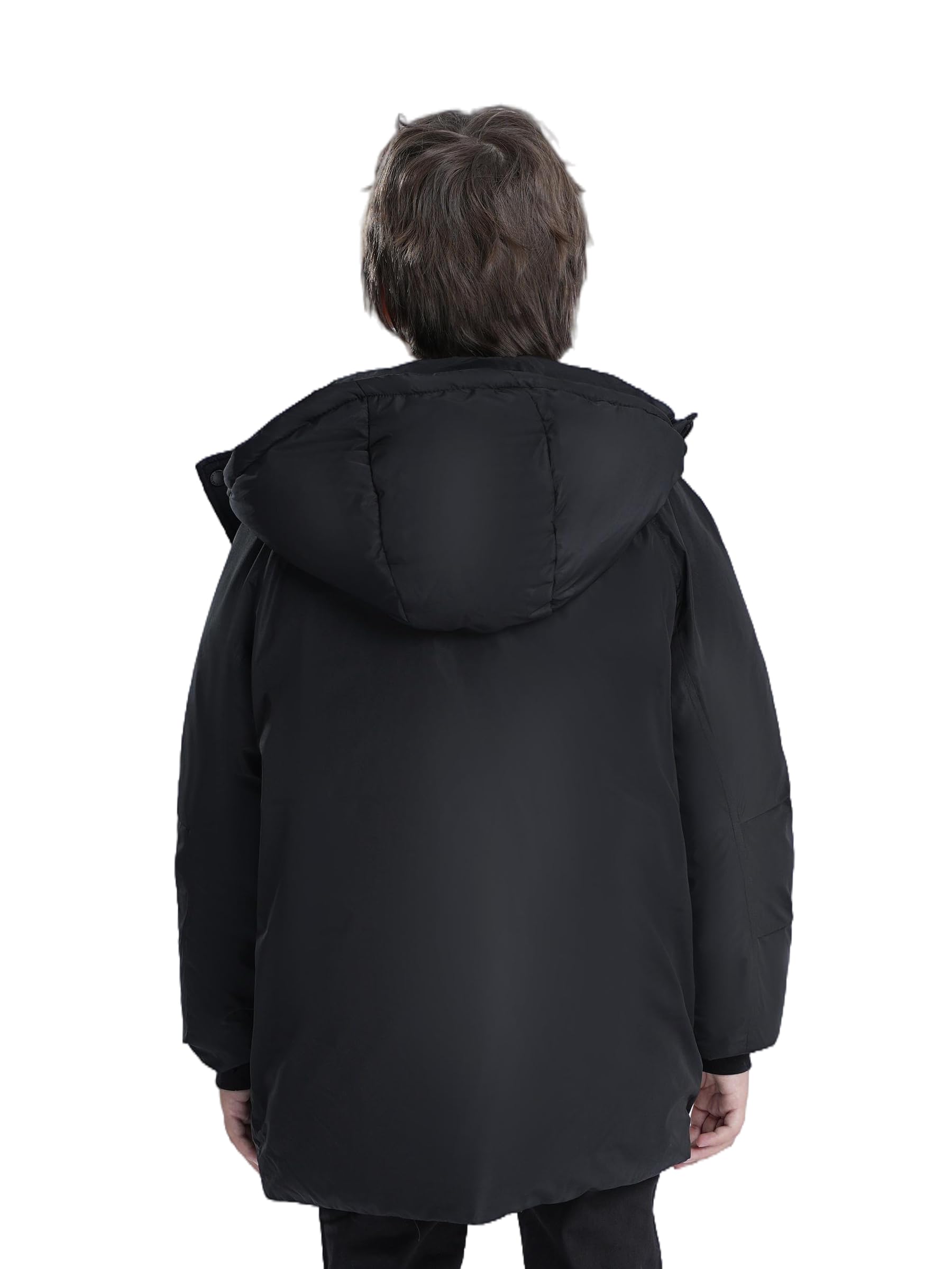 Sunny Sprout Manteau garçon hiver - Doudoune épaisse avec capuche polaire et manches coupe-vent