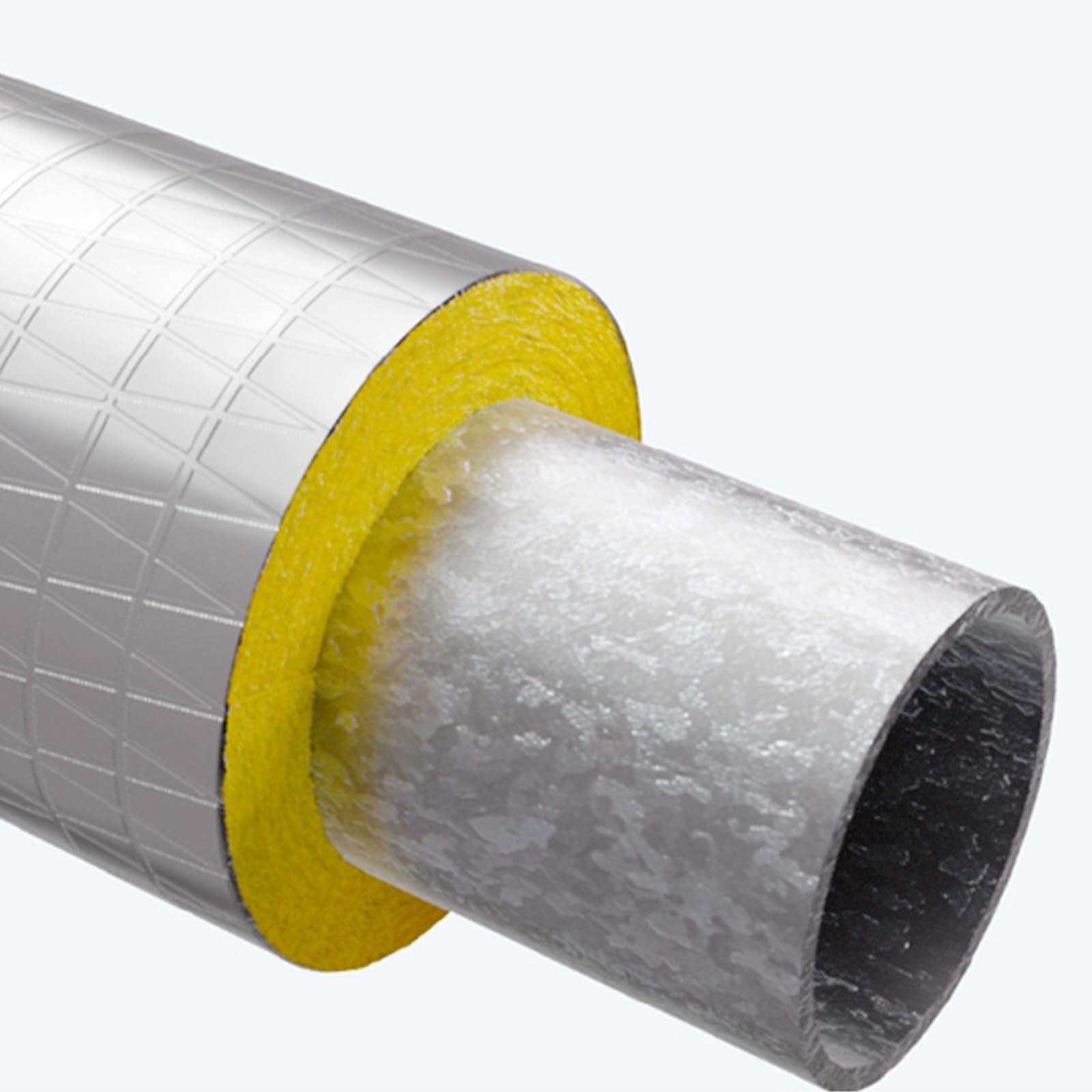 Papel De Aluminio Coquilla Aislante, Tubo Aislamiento De Aluminio Autoadhesivo, Tubo De Lana De Fibra De Vidrio, Prevención De Incendios, para Calorifugado De Tuberías(L 1M-165MM/6.5IN-50MM)