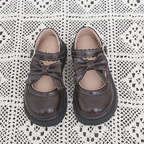JOEupin Girls Lolita Mary Jane Flats Sweet Bow Low Heel Princess Oxford Dress Shoes2