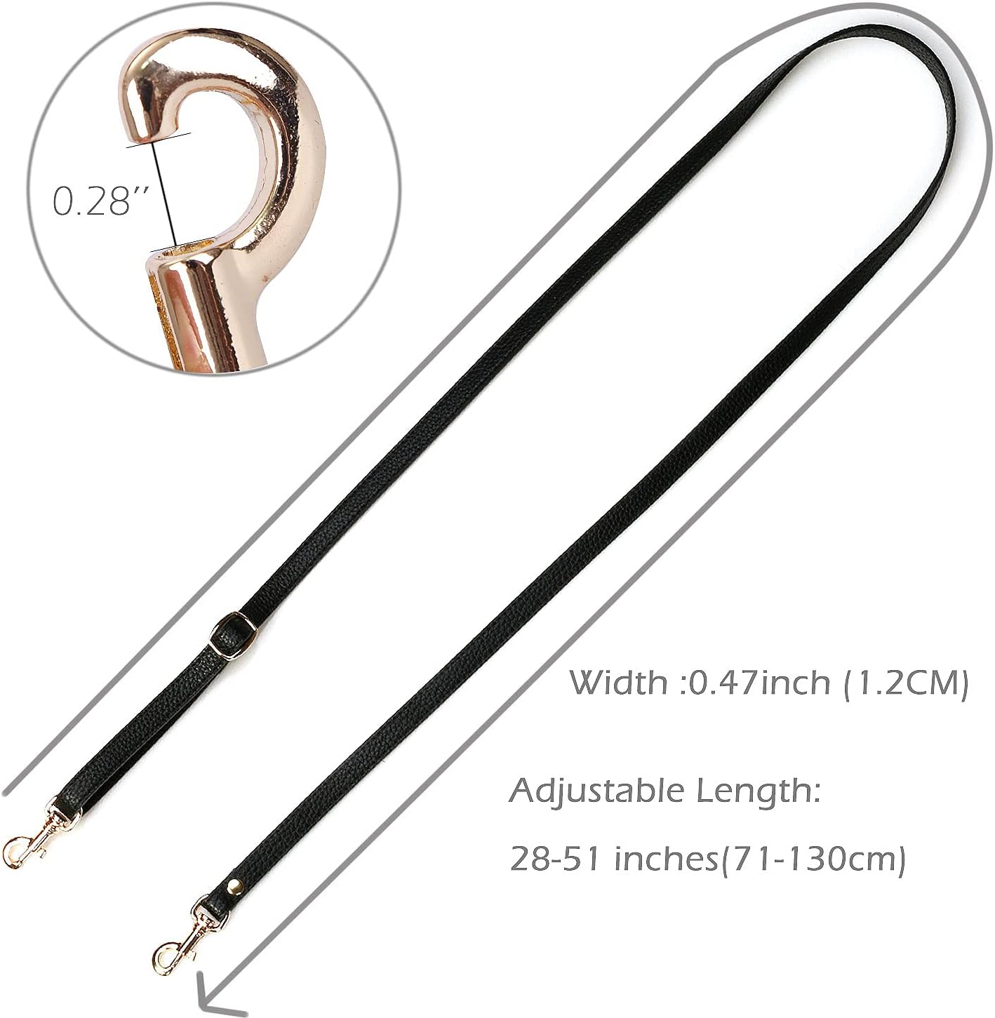 VanEnjoy Adjustable Genuine Leather Crossbody Straps Replacement - Width 1/2“, Length 25”-51” - Image 3