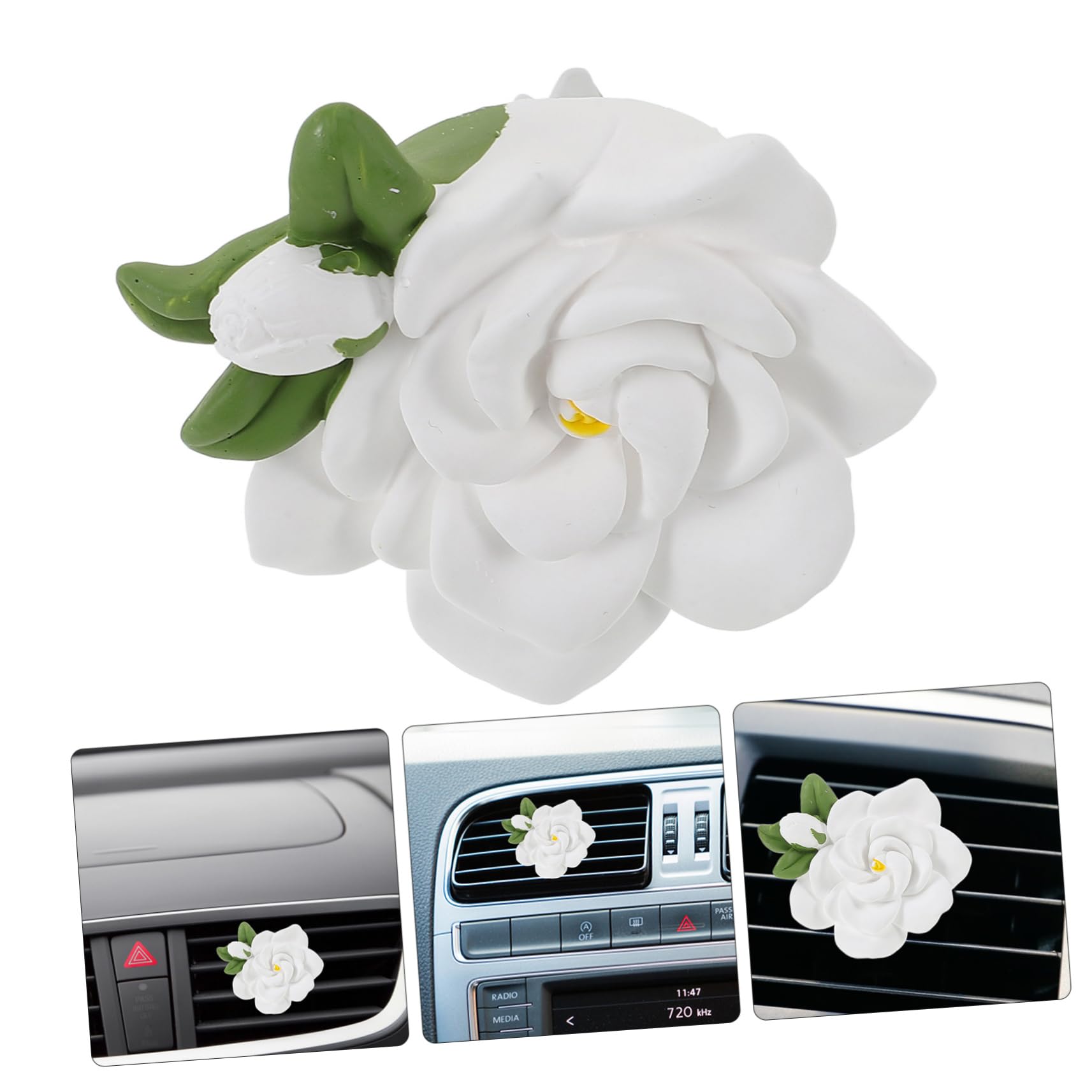 PartyKindom 4stücke Car Vent Clip Diffuser Blumenform Auto Vent Clip Zur Dekoration Und Dufterfrischung Im Fahrzeug Installieren Weißer Duftclip Mit Jasminduft