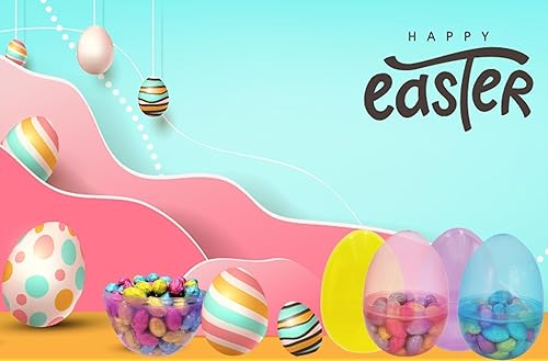 Miniatura 6 de The Dreidel Company Huevos de Pascua rellenables Jumbo de 6 pulgadas translúcidos (paquete de 6) huevos de Pascua de plástico coloridos, se mantiene