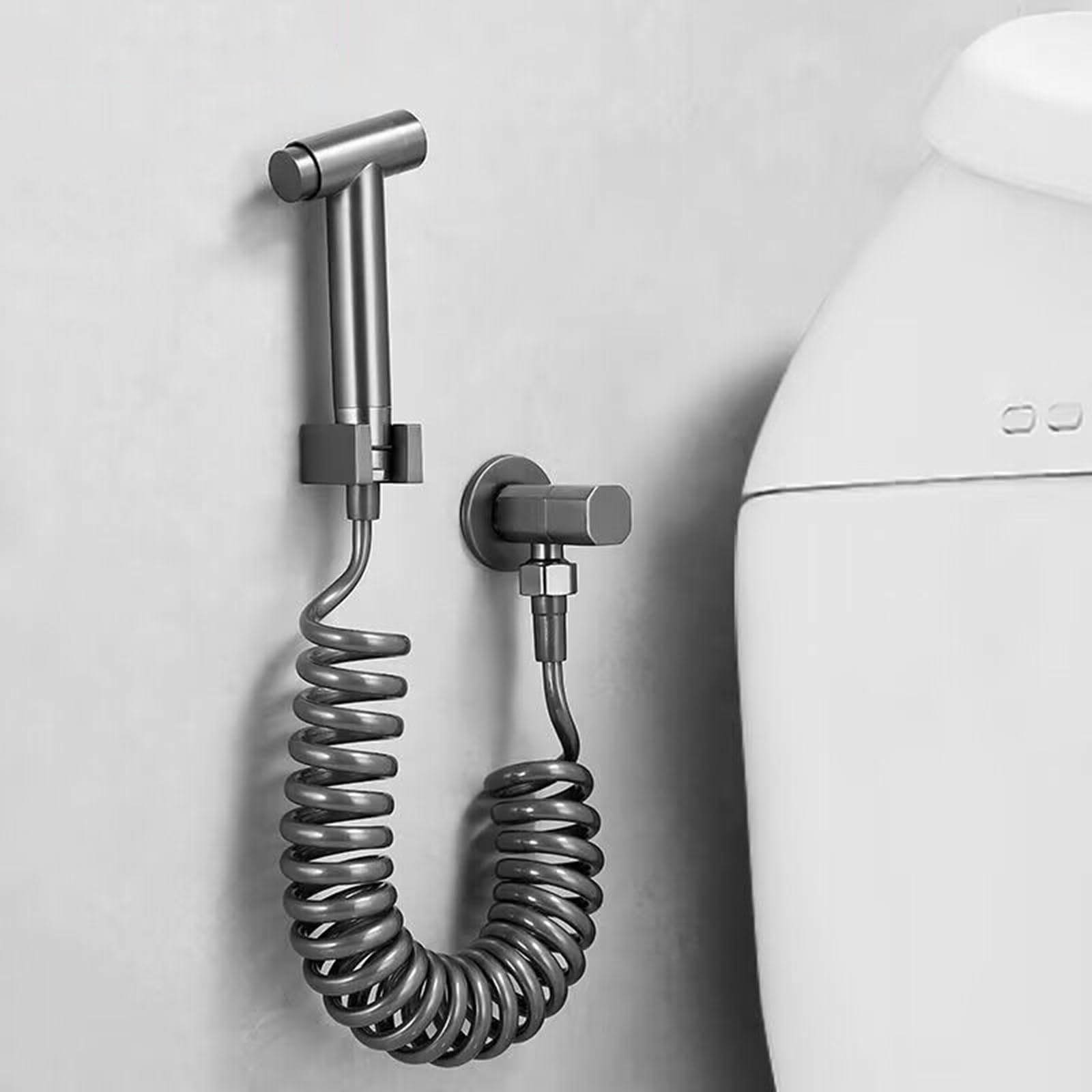 XJTNLB Robinet Bidet avec Douchette Gris Pistolet Robinet Mural Eau Froide Uniquement Pulvérisateur de Toilettes pour Bidet pour L'Hygiène Personnelle,B