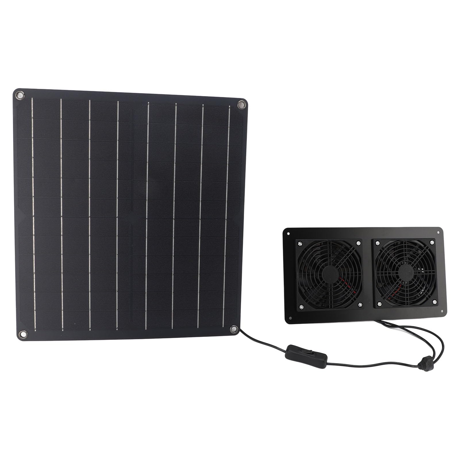 Ventilatore a energia solare 20 W, ventilatore a pannello solare con controllo interruttore per casa animali domestici, serra, pollaio all'aperto